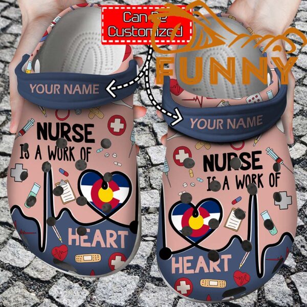 Personalized Nurse Is A Work Of Heart Crocs Classic Clog 1.jpg