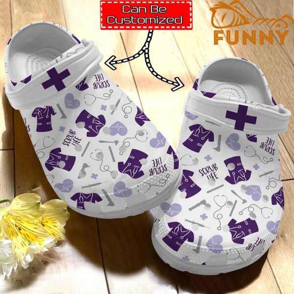 Personalized Nurse Scrub Life Pattern Crocs Classic Clog 2.jpg