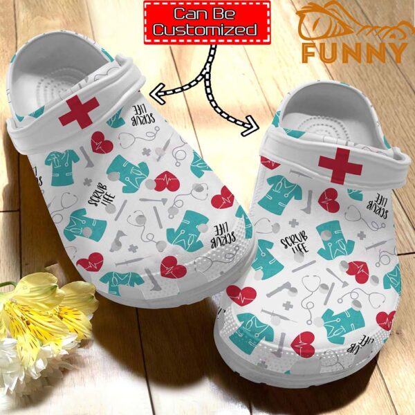 Personalized Nurse Scrub Life Pattern Crocs Classic Clog 3.jpg