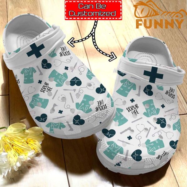 Personalized Nurse Scrub Life Pattern Crocs Classic Clog 5.jpg