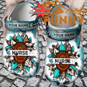 Personalized Nurse Sunflower Glitter Crocs Classic Clog 1.jpg