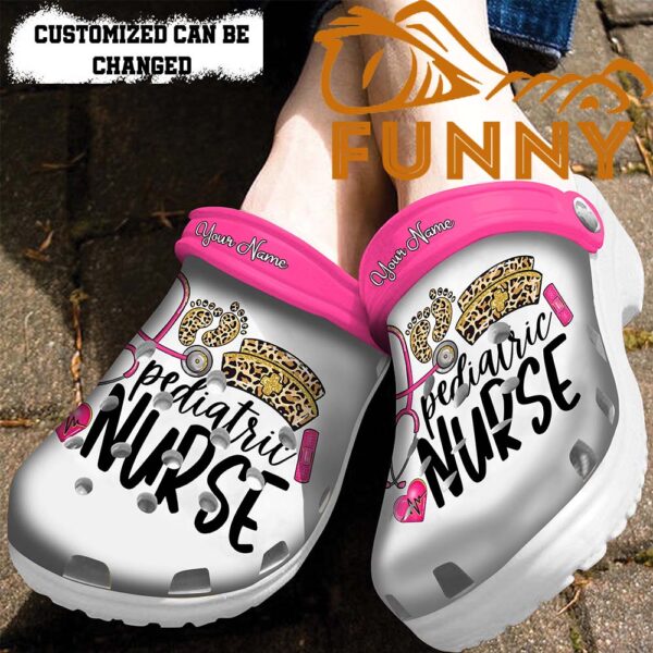 Personalized Pediatric Nurse Leopard Crocs Classic Clog 2.jpg