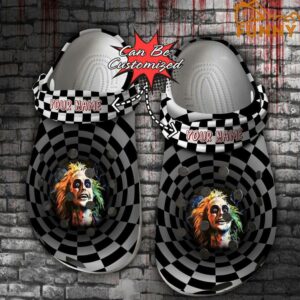 Personalized Scary Beetlejuice Checkered Tunnel Halloween Crocs.jpg