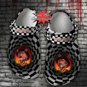 Personalized Scary Freddy Krueger Checkered Tunnel Halloween Crocs 1.jpg