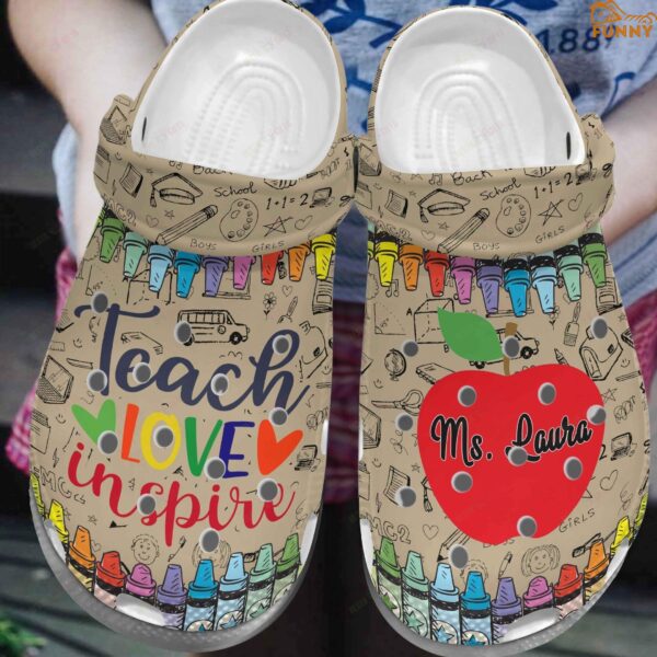 Personalized Teacher Crocs Teach Love Inspire.jpg