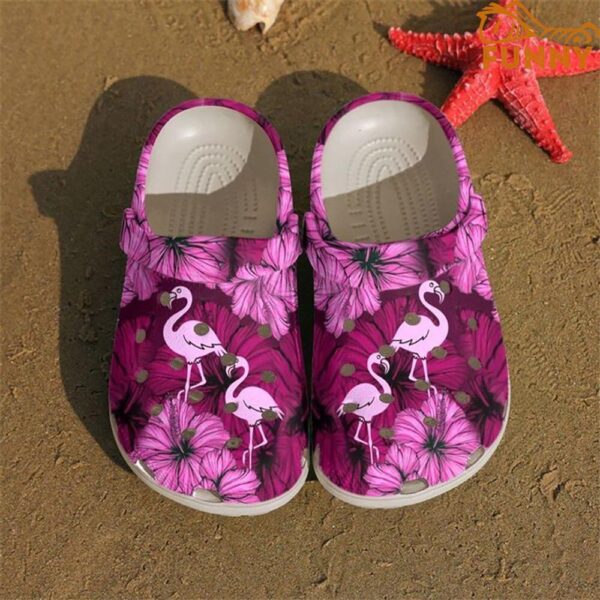 Pink Hibiscus Flamingo Crocs 1.jpg