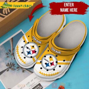 Pittsburgh Steelers Nfl Custom Name White Yellow Crocs Clog Shoes 1.jpg