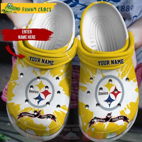 Pittsburgh Steelers Yellow Nfl Custom Name Crocs Clog Shoes 1.jpg