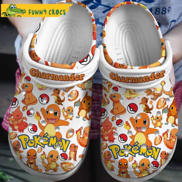 Pokemon Chamander Pattern White Crocs Clog Shoes 1.jpg