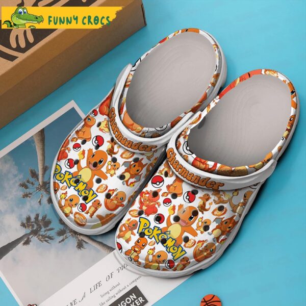 Pokemon Chamander Pattern White Crocs Clog Shoes 3.jpg