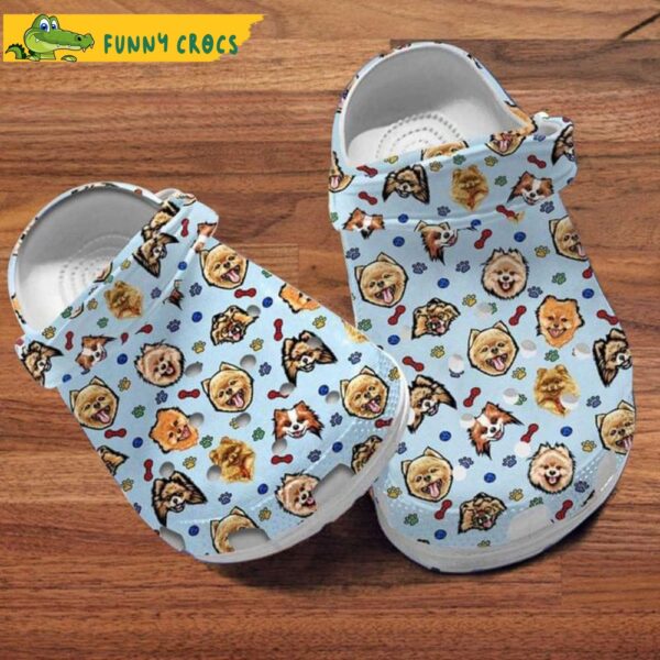 Pomeranian Dog Pattern Blue Crocs.jpg