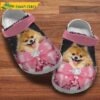 Pomeranian Puppy Pink Bow Diamond Pattern Birthday Dog Crocs.jpg