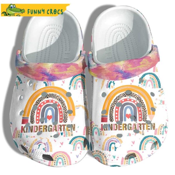 Rainbow Kinder Garten Back To School Crocs Clog Shoes.jpg