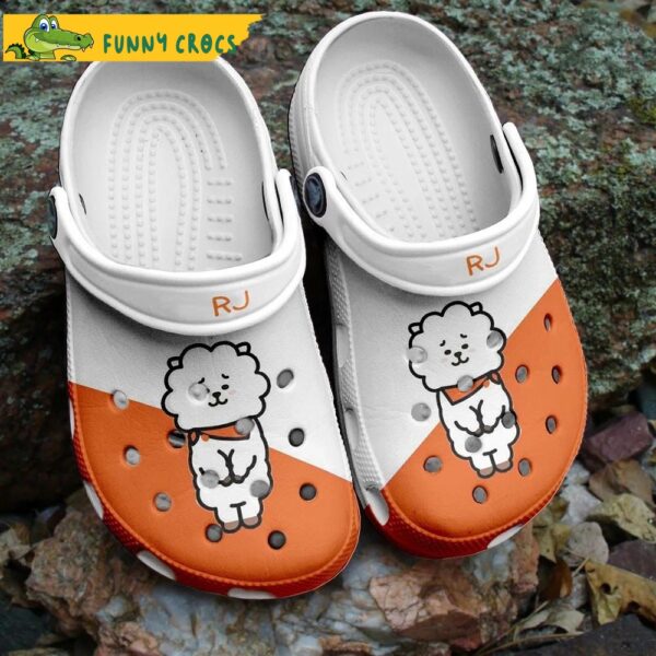 Rj White And Orange Bts Crocs Clog Shoes 1.jpg