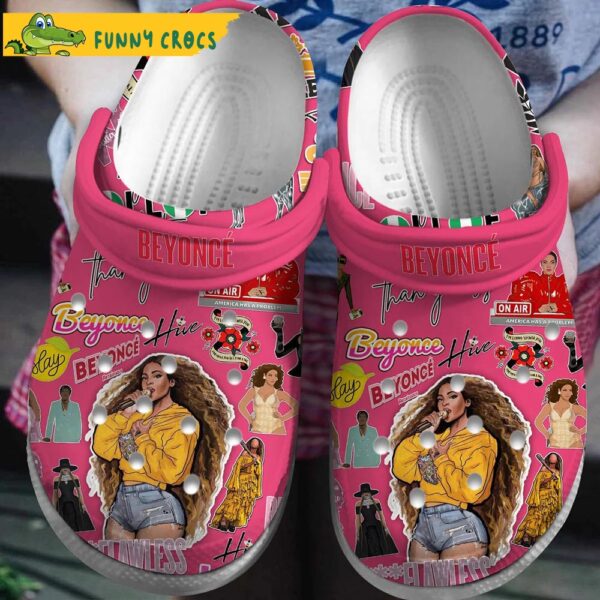 Singer Beyonce Music Pink Crocs Clog Shoes 1.jpg