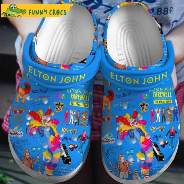 Singer Elton John Music Blue Crocs Clog Shoes 1.jpg