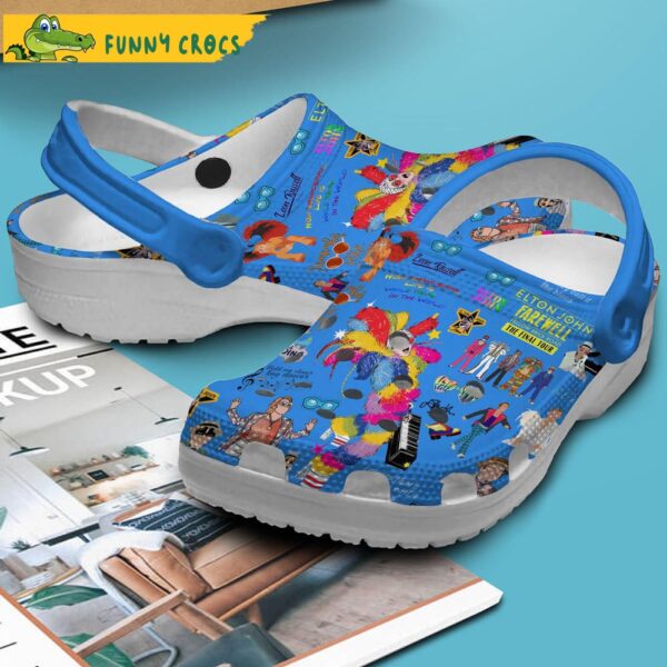 Singer Elton John Music Blue Crocs Clog Shoes 2.jpg