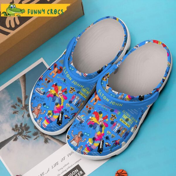 Singer Elton John Music Blue Crocs Clog Shoes 3.jpg