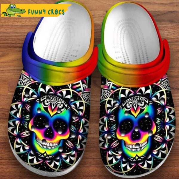 Skull Colorful Printeds Hippie Mandala Bone Crocs.jpg