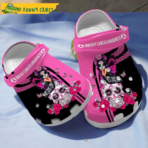 Skull Girl Breast Cancer Crocs Slippers 1.jpg