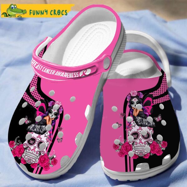 Skull Girl Breast Cancer Crocs Slippers 3.jpg