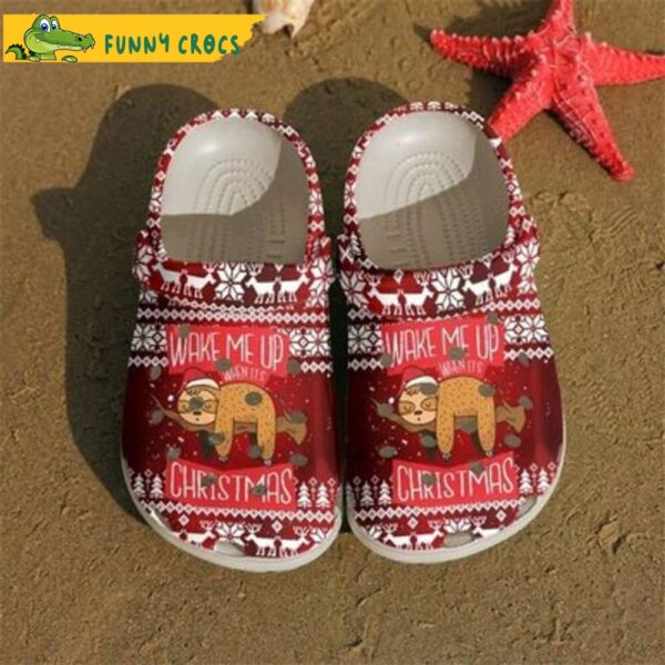 Sleeping Sloth Wake Me Up Christmas Crocs.jpg