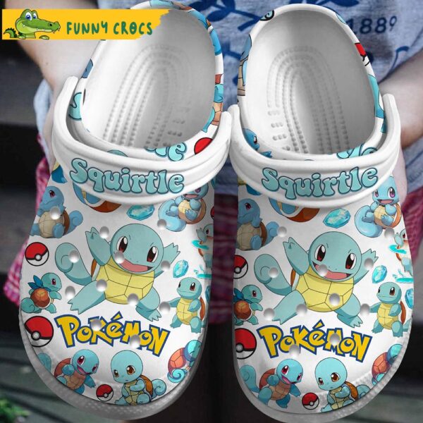 Squirtle Pattern Pokemon White Crocs Clog Shoes 1.jpg