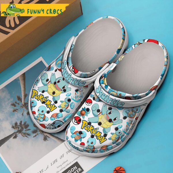 Squirtle Pattern Pokemon White Crocs Clog Shoes 2.jpg