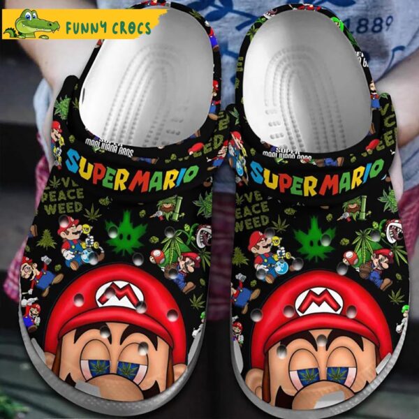 Stoner Super Mario Black Weed Crocs Clog Shoes.jpg