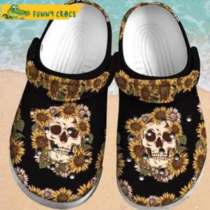 Sunflower Floral Skull Gifts Crocs Slippers.jpg