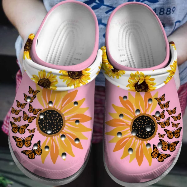 Sunflower Pink Crocs Classic Clogs Shoes.webp