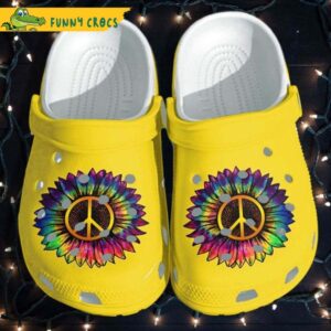 Sunflower Rainbow Hippie Peace Crocs Clog Shoes 1.jpg