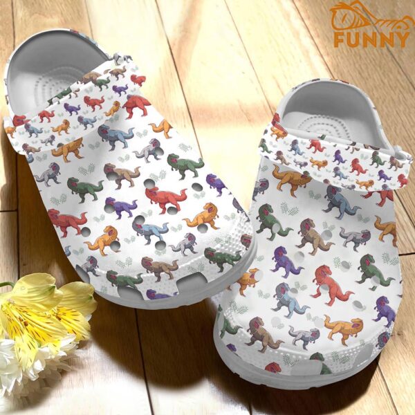 T Rex Colorful Dinosaur Crocs 1.jpg