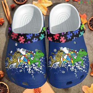 T Rex Dinosaur Dancing Autism Puzzle Pieces Crocs.jpg