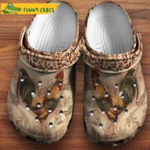 Vintage Chicken Rooster Floral Crocs Clog Shoes.jpg