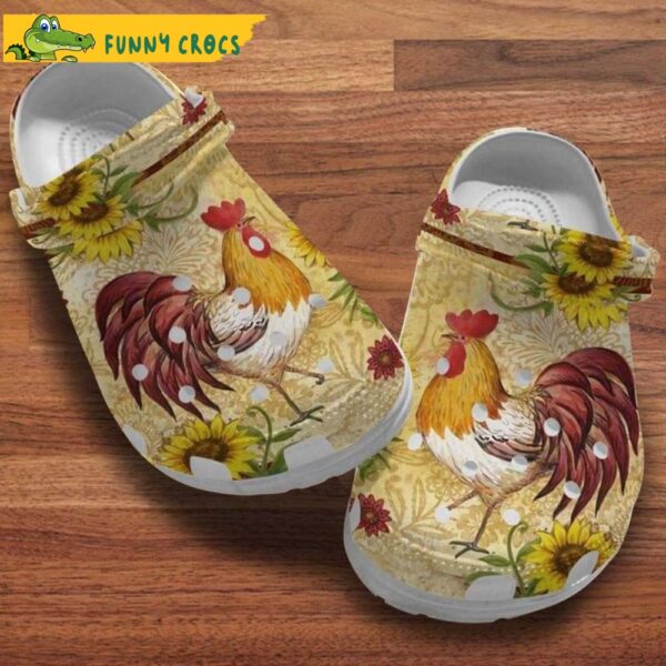 Vintage Chicken Sunflowers Crocs Clog Shoes.jpg