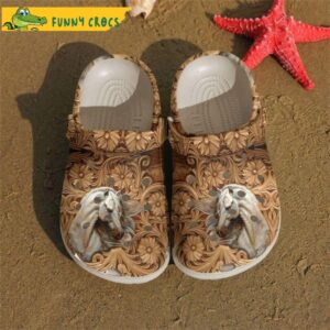 White Horse Wooden Crocs Clog Shoes.jpg