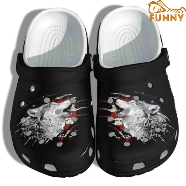 Wolf Scratch Art Usa Flag Black Crocs 1.jpg