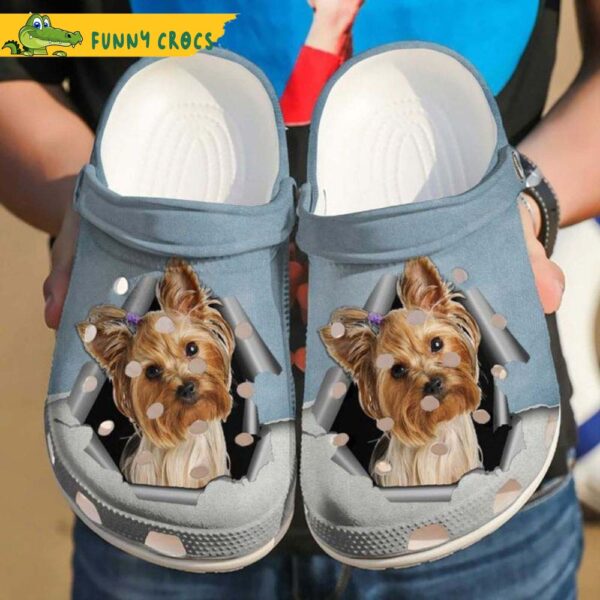 Yorkie Hello Cute Yorkshire Terrier Ripping Paper Patterns Yorkie Lovers Crocs Clog Shoes 1.jpg