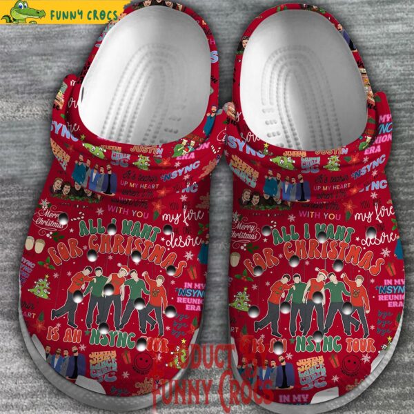 All I Want For Christmas Nsync Red Crocs 3.jpg