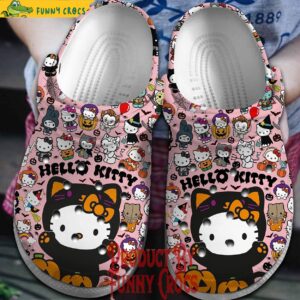 Black Hello Kitty Halloween Pattern Pink Crocs 1.jpg