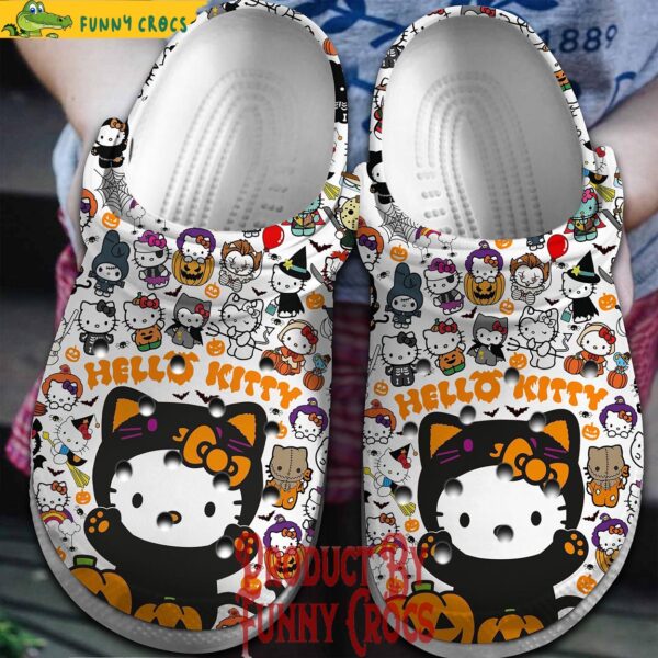 Black Hello Kitty Halloween Pattern White Crocs 2.jpg