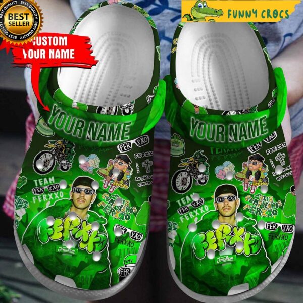 Custom Feid Ferxxo Green Crocs Clogs.jpg