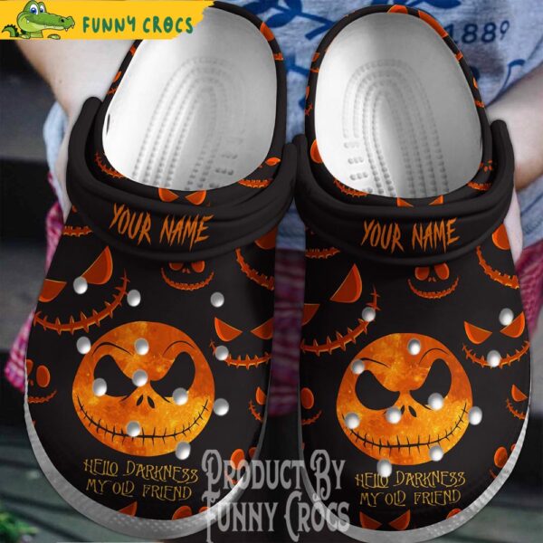 Custom Jack Skellington Hello Darkness My Old Friend Halloween Crocs 1.jpg