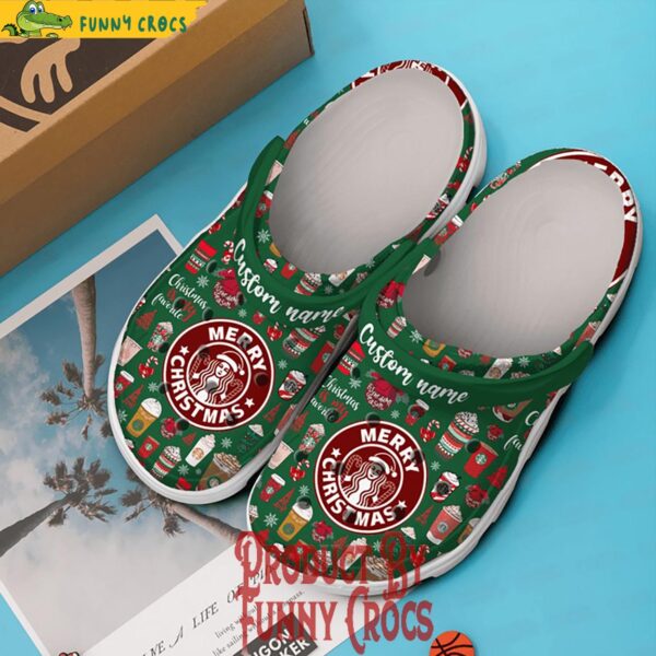 Custom Name Merry Christmas Starbucks Crocs Shoes 2.jpg