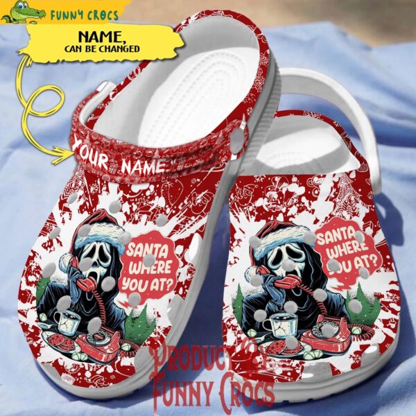 Custom Scream Ghostface Calling Santa Where You At Crocs Shoes 1.jpg