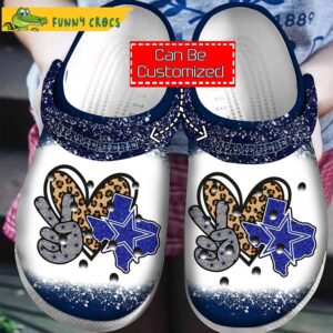 Customized Peace Love Dallas Cowboys Glitter Leopard Crocs Slippers 1.jpg