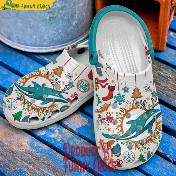 Fins Up Miami Football Miami Dolphins Christmas Crocs Shoes 2.jpg