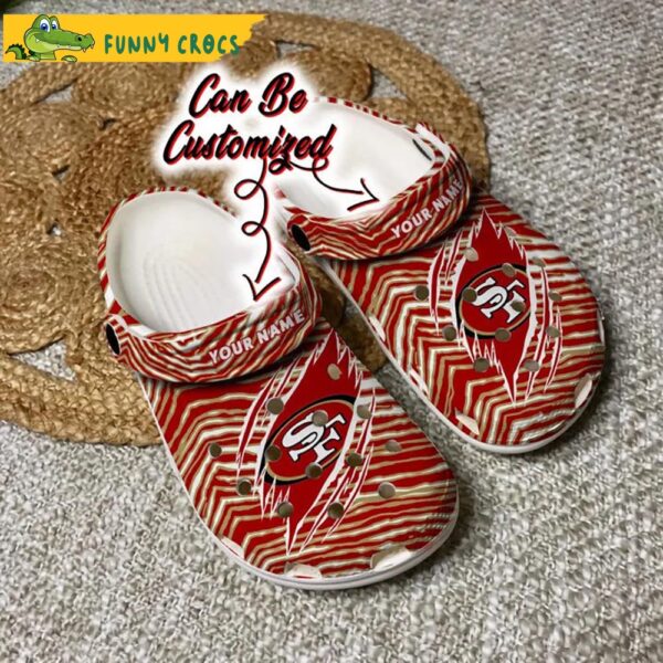 Football Personalized Ripped Zebra Print Paint SF 49Ers Crocs Clog Shoes.jpg