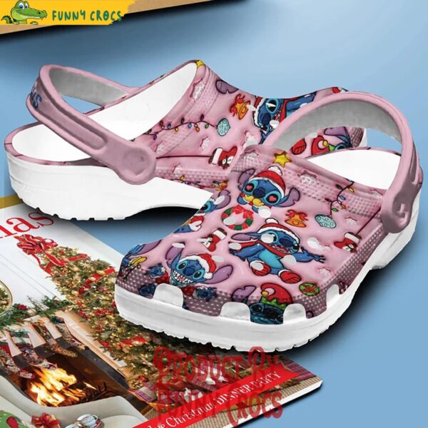 Funny Stitch Christmas Pink Crocs Shoes 2.jpg